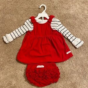 RuffleButts red corduroy dress with matching bloomers